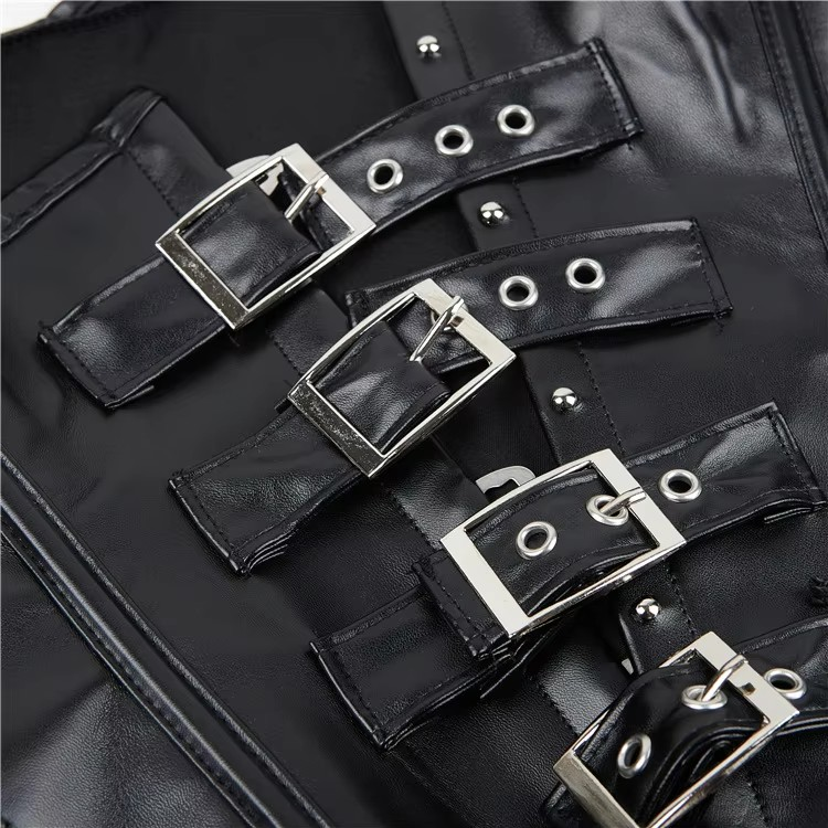 Black leather  underbust corset