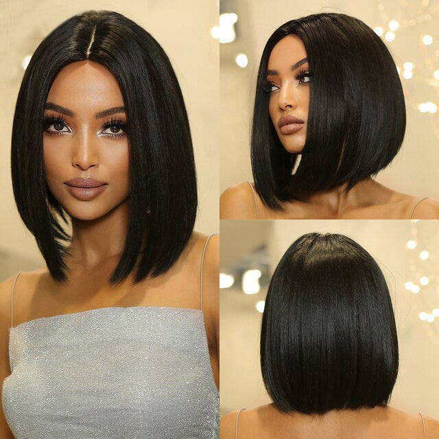 Medium Length Straight Bob Style Synthetic Wig
