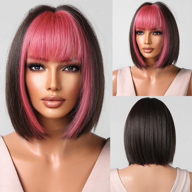 Medium Length Straight Bob Style Synthetic Wig