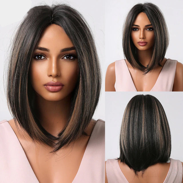 Medium Length Straight Bob Style Synthetic Wig