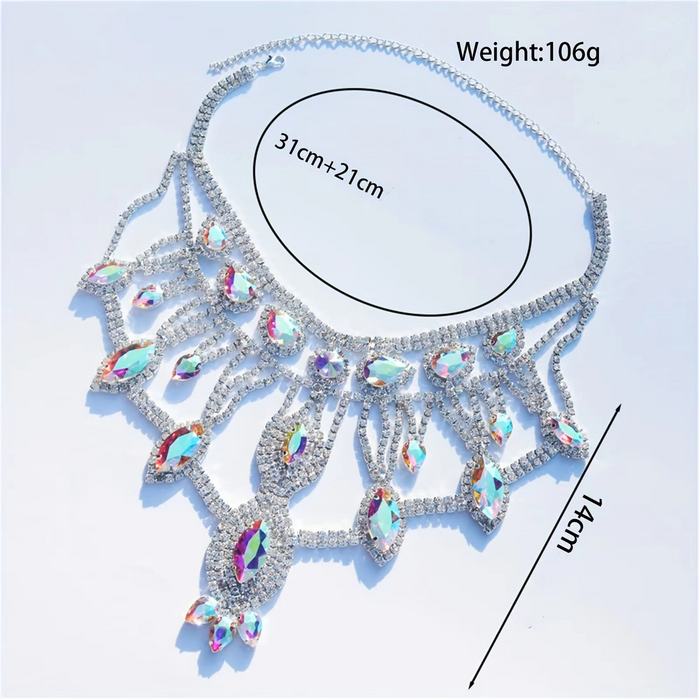 Exaggerated AB Crystal Pendant Large Necklace Rhinestone Jewelry