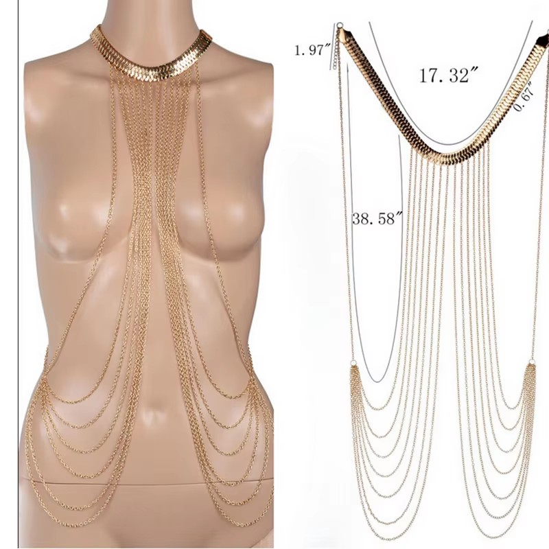 Over chest to waist chain necklace