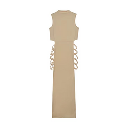 Criss Cross Cut Out Dress, Bodycon Mock Neck Sleeveless