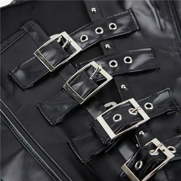 Black leather  underbust corset