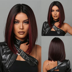Medium Length Straight Bob Style Synthetic Wig