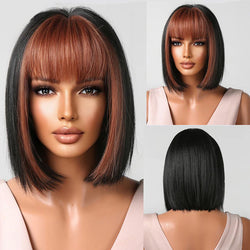Medium Length Straight Bob Style Synthetic Wig