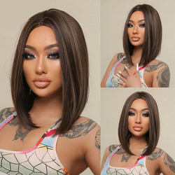 Medium Length Straight Bob Style Synthetic Wig