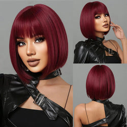 Medium Length Straight Bob Style Synthetic Wig