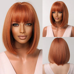 Medium Length Straight Bob Style Synthetic Wig