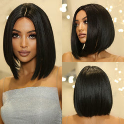 Medium Length Straight Bob Style Synthetic Wig