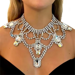 Exaggerated AB Crystal Pendant Large Necklace Rhinestone Jewelry