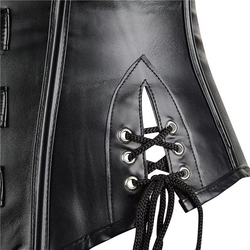 Black leather  underbust corset