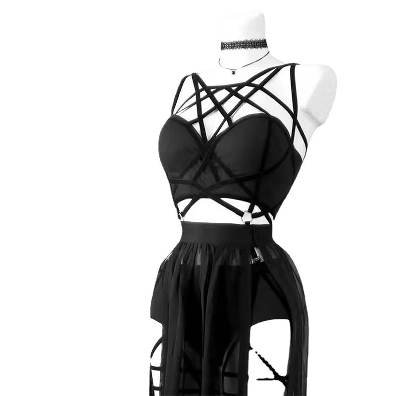 Black strappy lingerie dress