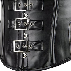 Black leather  underbust corset