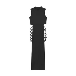 Criss Cross Cut Out Dress, Bodycon Mock Neck Sleeveless