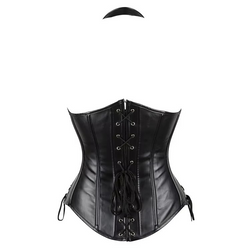 Black leather  underbust corset