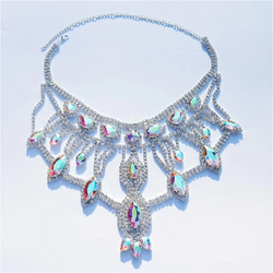 Exaggerated AB Crystal Pendant Large Necklace Rhinestone Jewelry