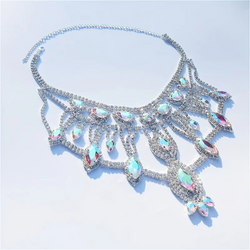 Exaggerated AB Crystal Pendant Large Necklace Rhinestone Jewelry
