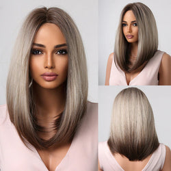 Medium Length Straight Bob Style Synthetic Wig