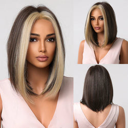 Medium Length Straight Bob Style Synthetic Wig