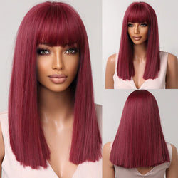 Medium Length Straight Bob Style Synthetic Wig