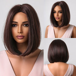 Medium Length Straight Bob Style Synthetic Wig