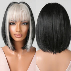 Medium Length Straight Bob Style Synthetic Wig
