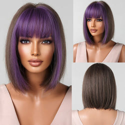 Medium Length Straight Bob Style Synthetic Wig