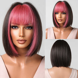 Medium Length Straight Bob Style Synthetic Wig