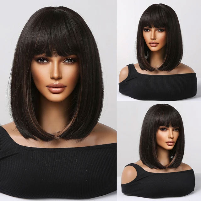 thumbnail image 2 of Studio7-uk W154 Auburn Mid Length Wavy Straight Fringe Synthetic Wig 2 of 6